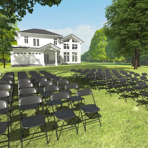 10 Pack Black Folding Chairs, Plastic Folding Chairs Outdoor Indoor, 350lb Capacity,Portable Event Chair, Lightweight Folding Chair,for Events Office Wedding Party Rental Picnic Patio
