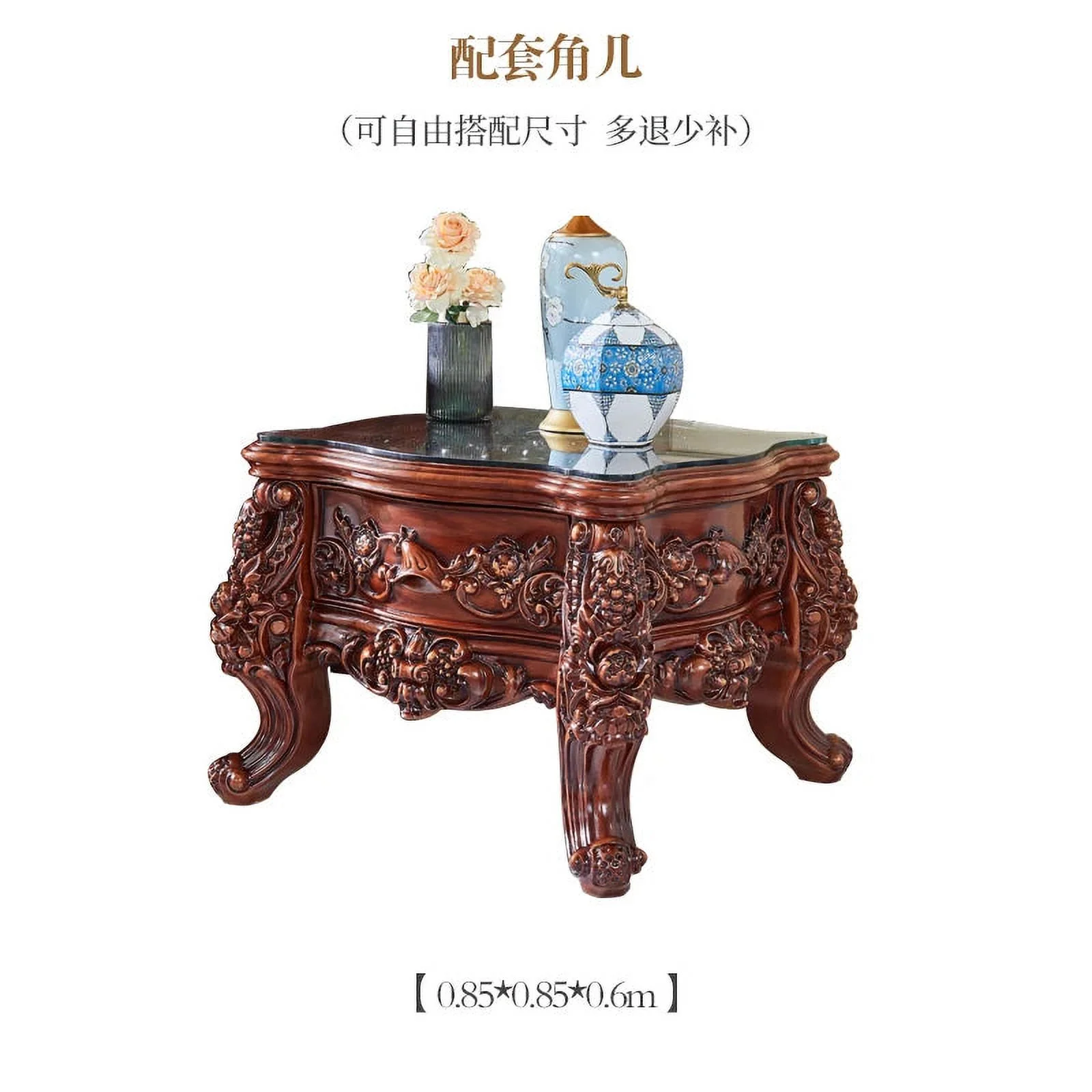 European Genuine Leather Solid Wood Sofa 124 Combination Living Room Luxury Villa Furniture Whole House Matching French Style