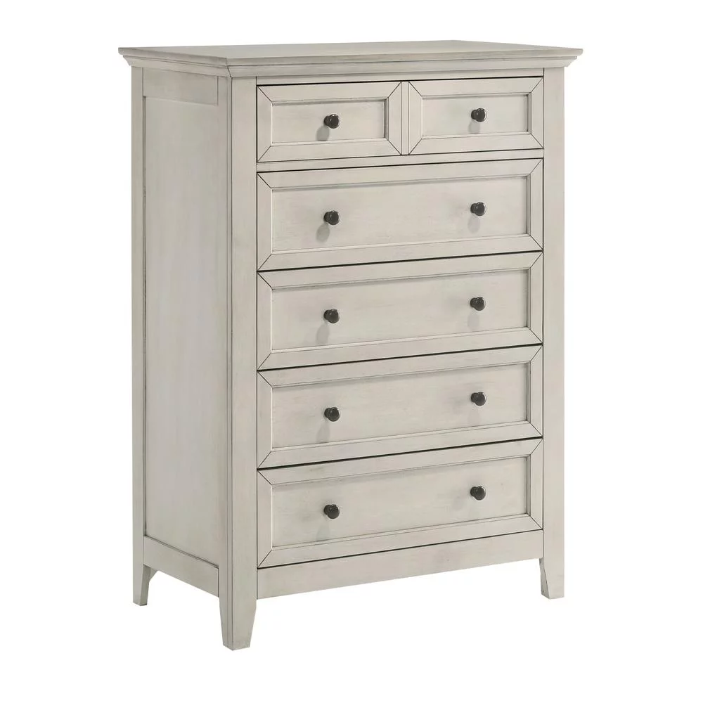 Intercon Furniture San Mateo Youth 5-Drawer Transitional Wood Chest in White