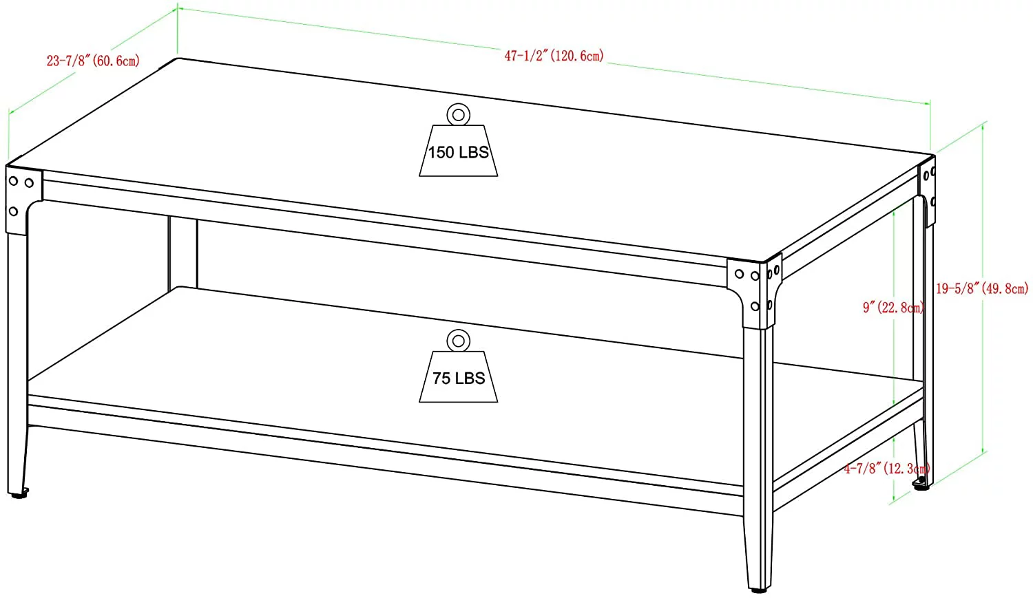 KHBIULIFE Declan Urban Industrial Angle Iron and Wood Coffee Table  46 Inch  Barnwood