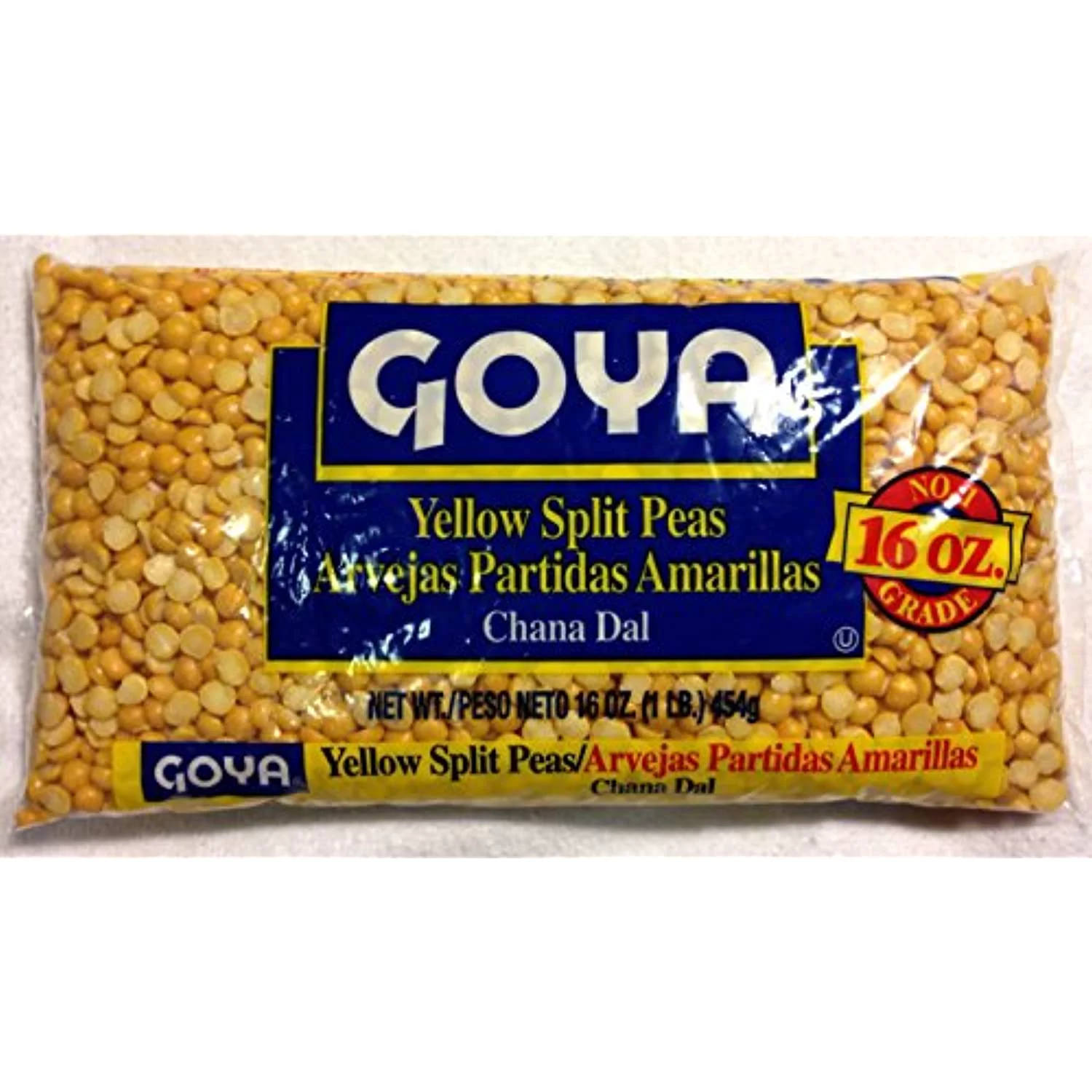 Goya Dried Yellow Split Peas - Four 1 Lb Bags - Soup - Recipe On Bag - Salads, Dip, Habichuelas, Arvejas Partidas Amarillas – Chana Dal – Healthy Protein Proteinas Indian Ethnic Food Camping (Pac