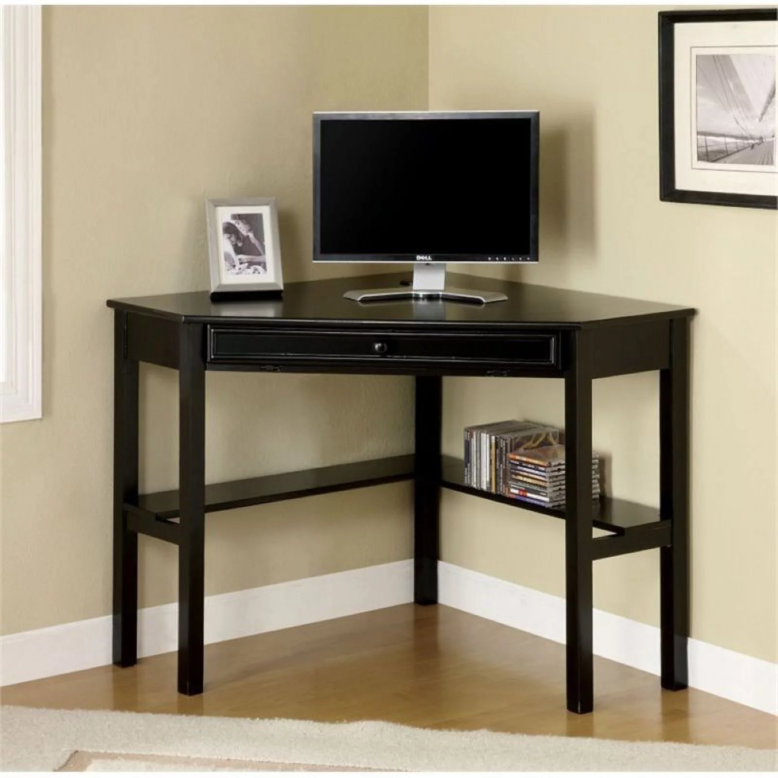 Scranton & Co Modern Corner Computer Desk in Black