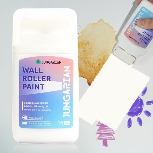 White Wall Paint Kit - 2X Concentrated Formula Wall Repair Roller Superior Coverage & No Dripping - Water-Based Wall Paint Roller Kit for Remove Graffiti, Stains, Yellowing - 100g