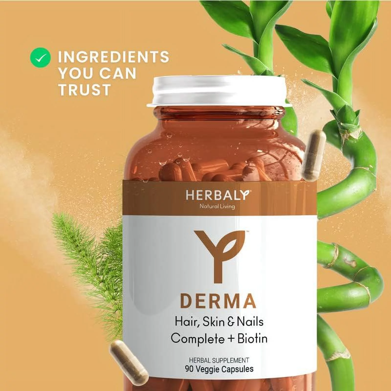 HERBALY Derma Hair, Skin & Nails Complete Plus Biotin- 90 Capsules