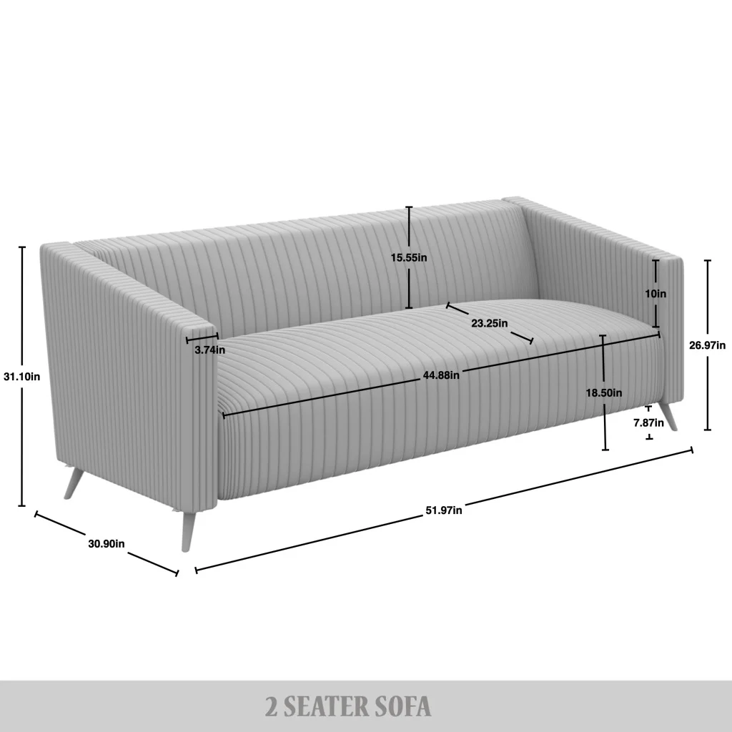 Castle Place Luxurious Pleated Velvet Upholstered Loveseat, Light Blue