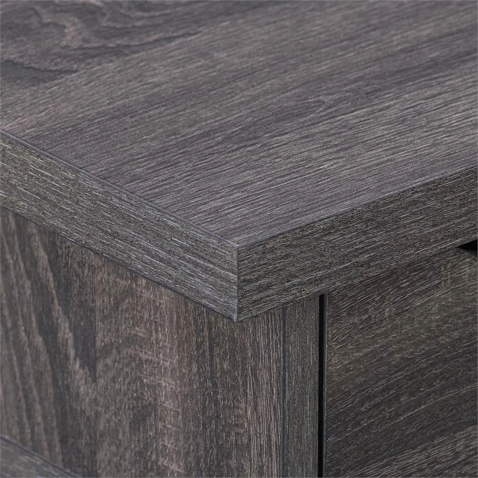 Hollywood Mid Century Dark Gray Engineered Wood Coffee Table with Drawers