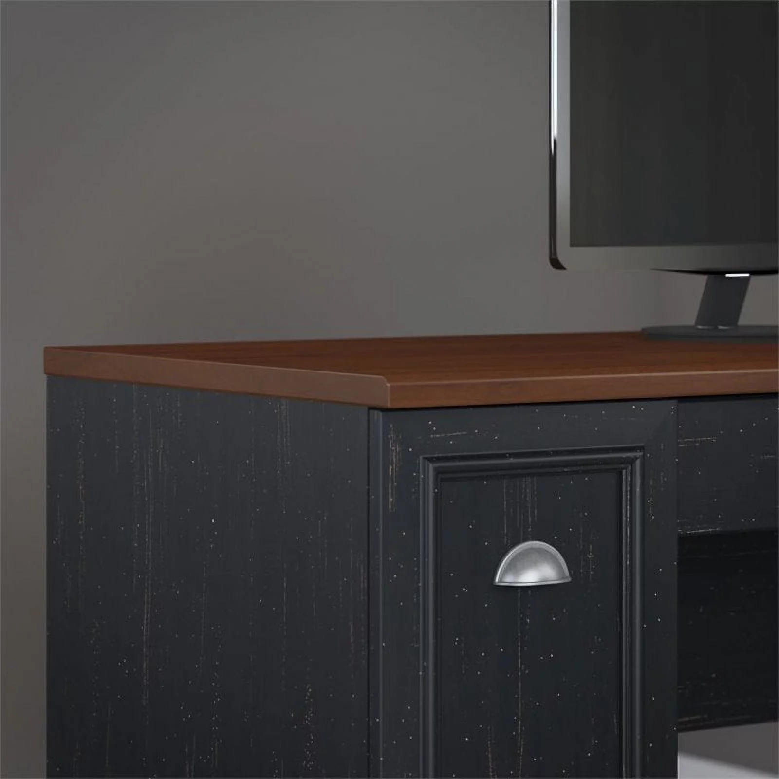 Kingfisher Lane L-Shaped Wood Computer Desk in Black