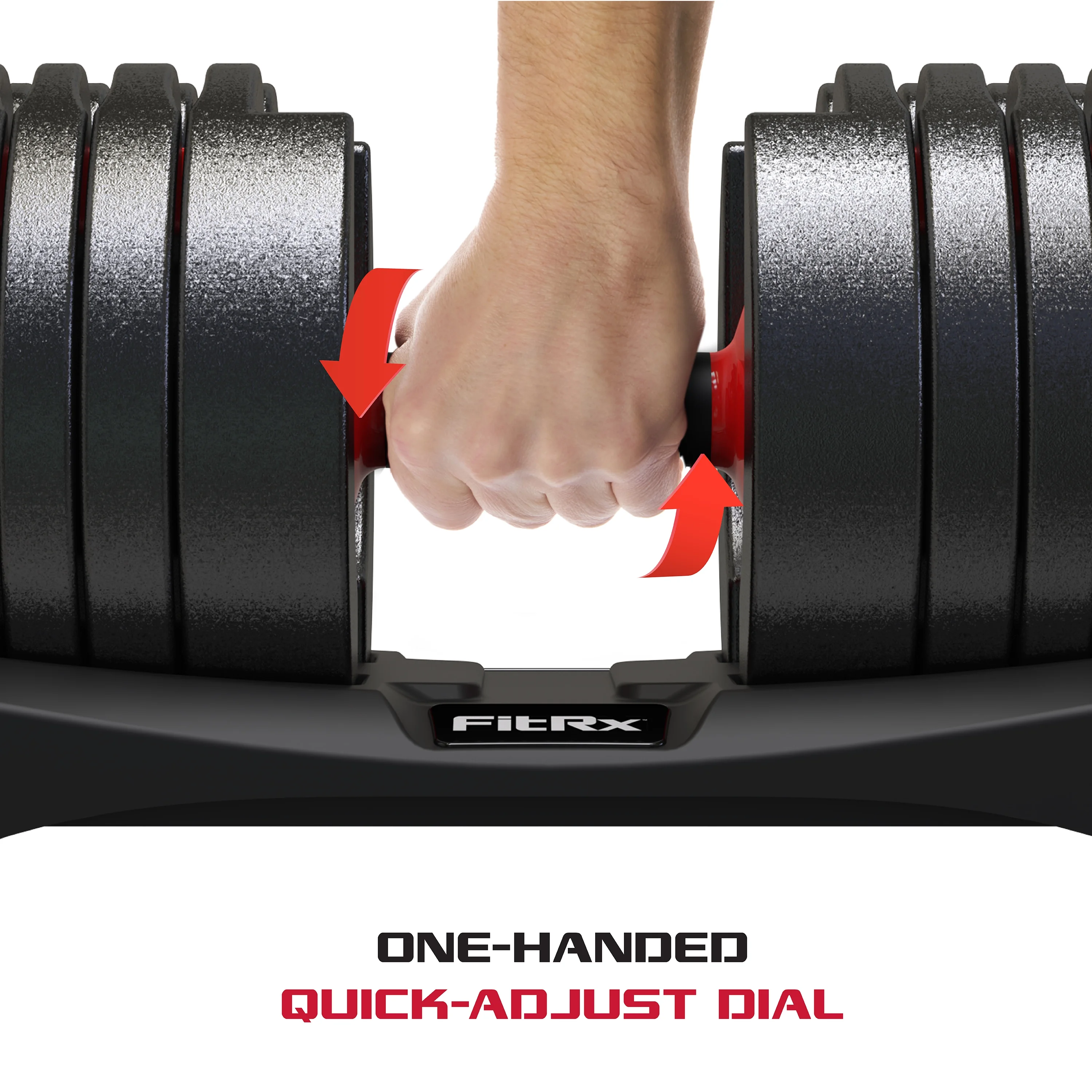 FitRx SmartBell XL, Quick-Select Adjustable Dumbbell, 10-90 lbs. Weight, Black, Single