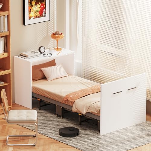 2 in 1 Murphy Bed Cabinet, Hide a Bed Cabinet, Folding Beds into Cabinets, Space-Saving Pull Out Murphy Beds Chest for Small Place Office Nap - Cot Size: 75