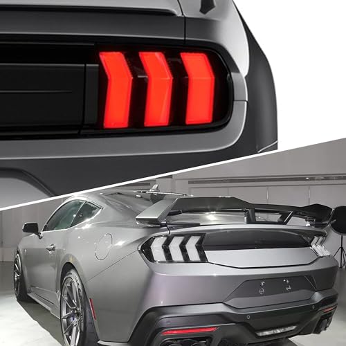 VLAND LED Rear Lights Compatible with Mustang 2015-2023 w/Sequential Turn Signal (5-Modes Switchable Lighting), Clear Lens Taillight Assembly, Passenger&Driver Sides (Clear)