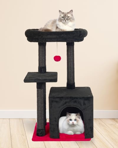 FISH&NAP Cute Cat Tree Kitten Cat Tower for Indoor Cat Condo Sisal Scratching Posts with Jump Platform Cat Furniture Activity Center Play House Grey