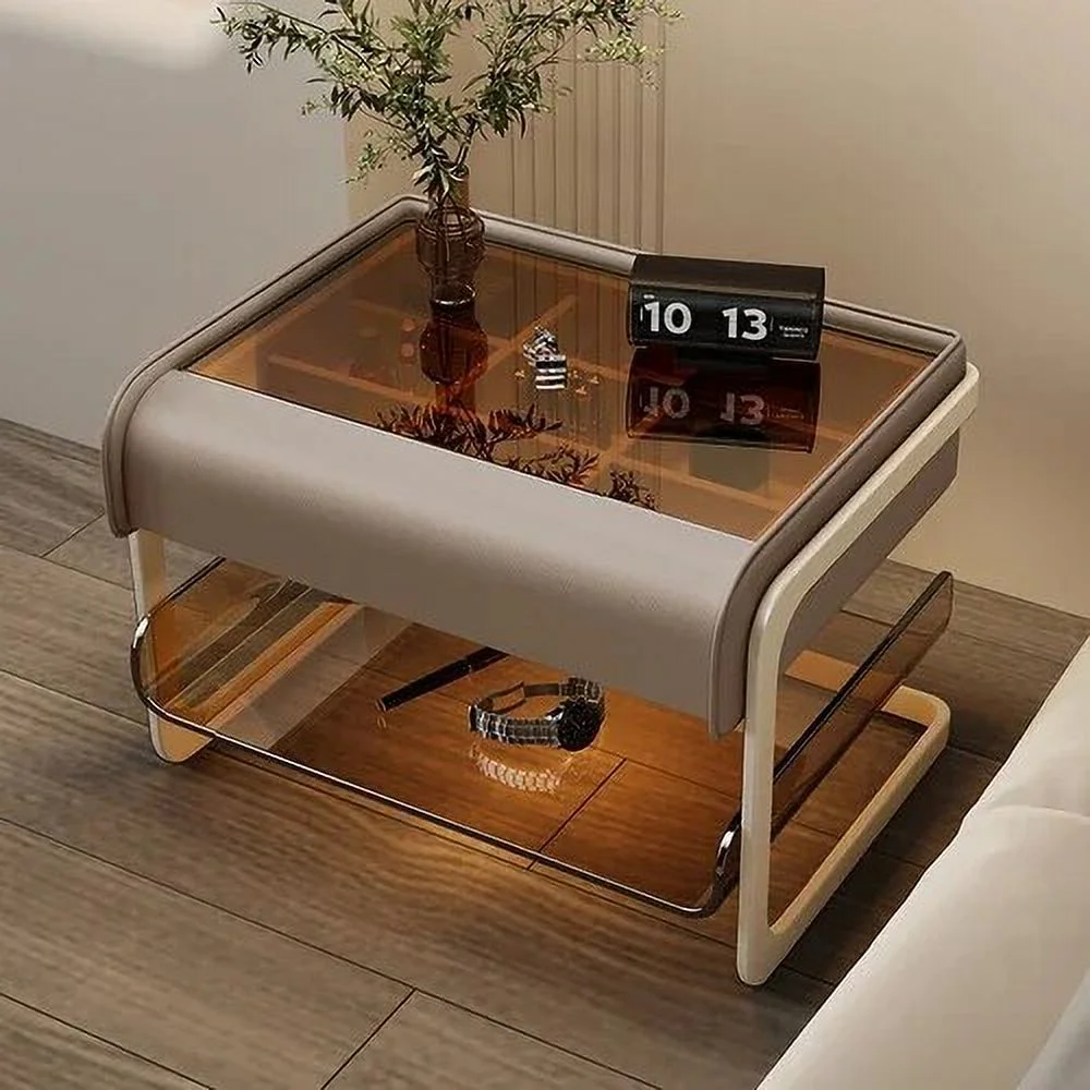 Smart Bedside Table Modern Simple Bedroom Luxury Nightstands Multifunctional Acrylic Wireless Charging Home  Furniture WKNS