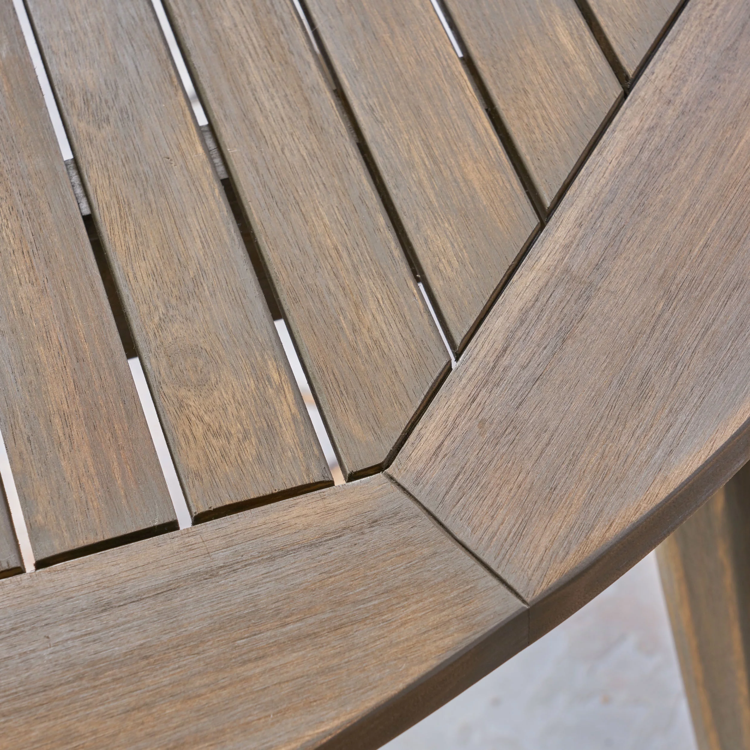 Noble House Reina 5 Piece Wooden Round Patio Dining Set in Gray