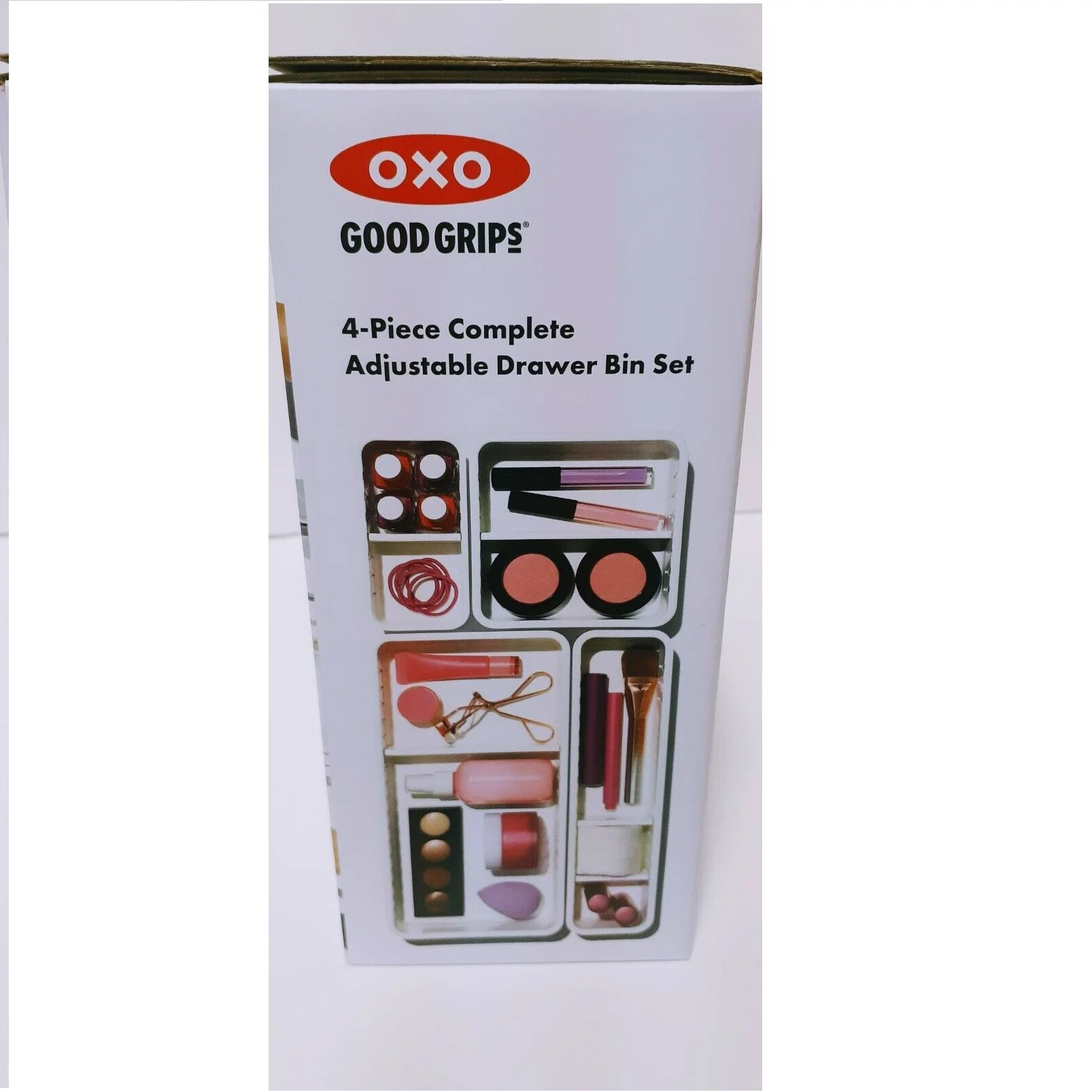 OXO Good Grips Adjustable Bathroom Drawer Bin with Removable Dividers – 4 Piece Complete Set
