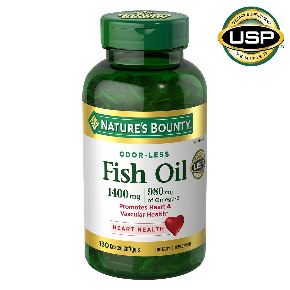 Nature's Bounty Fish Oil 1400 mg., 130 Softgels  980 mg Of Omega-3