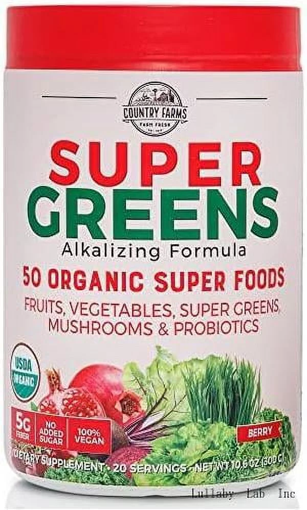 super greens, alkalizing formula, berry, 10.6 oz (300 g)