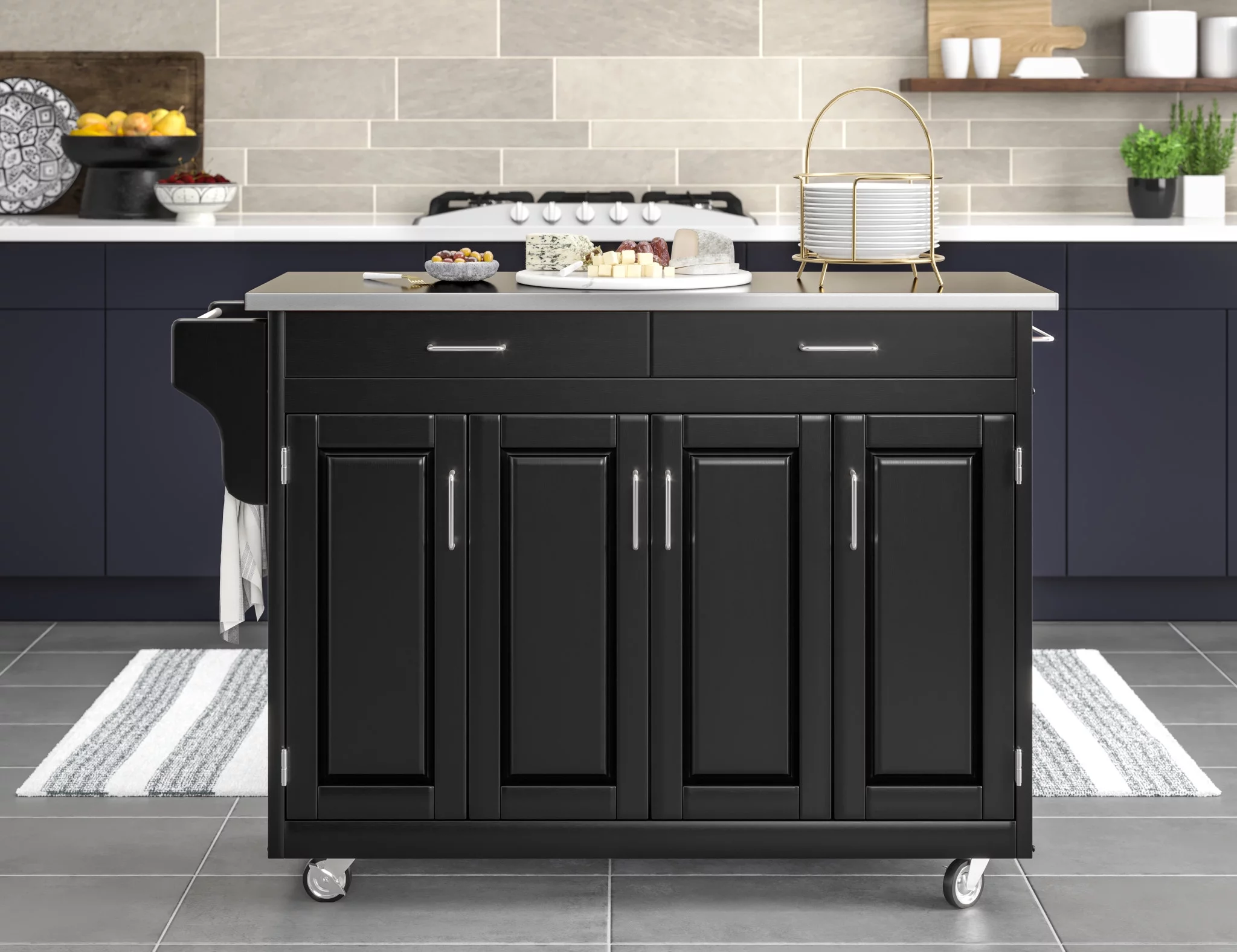 Homestyles Create-a-Cart Wood Kitchen Cart in Black