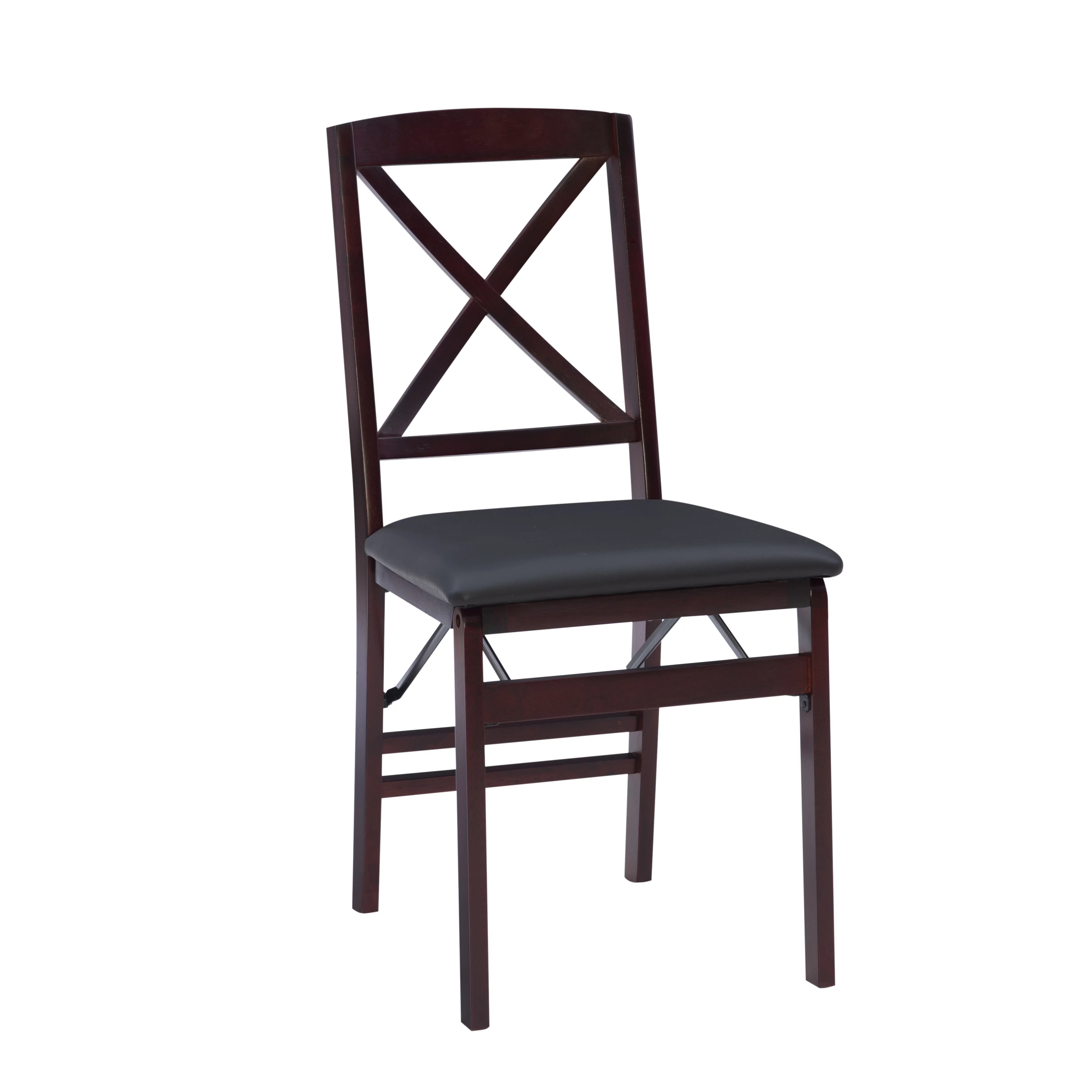 Linon Farrow Folding Chair, Set of 2, Dark Brown