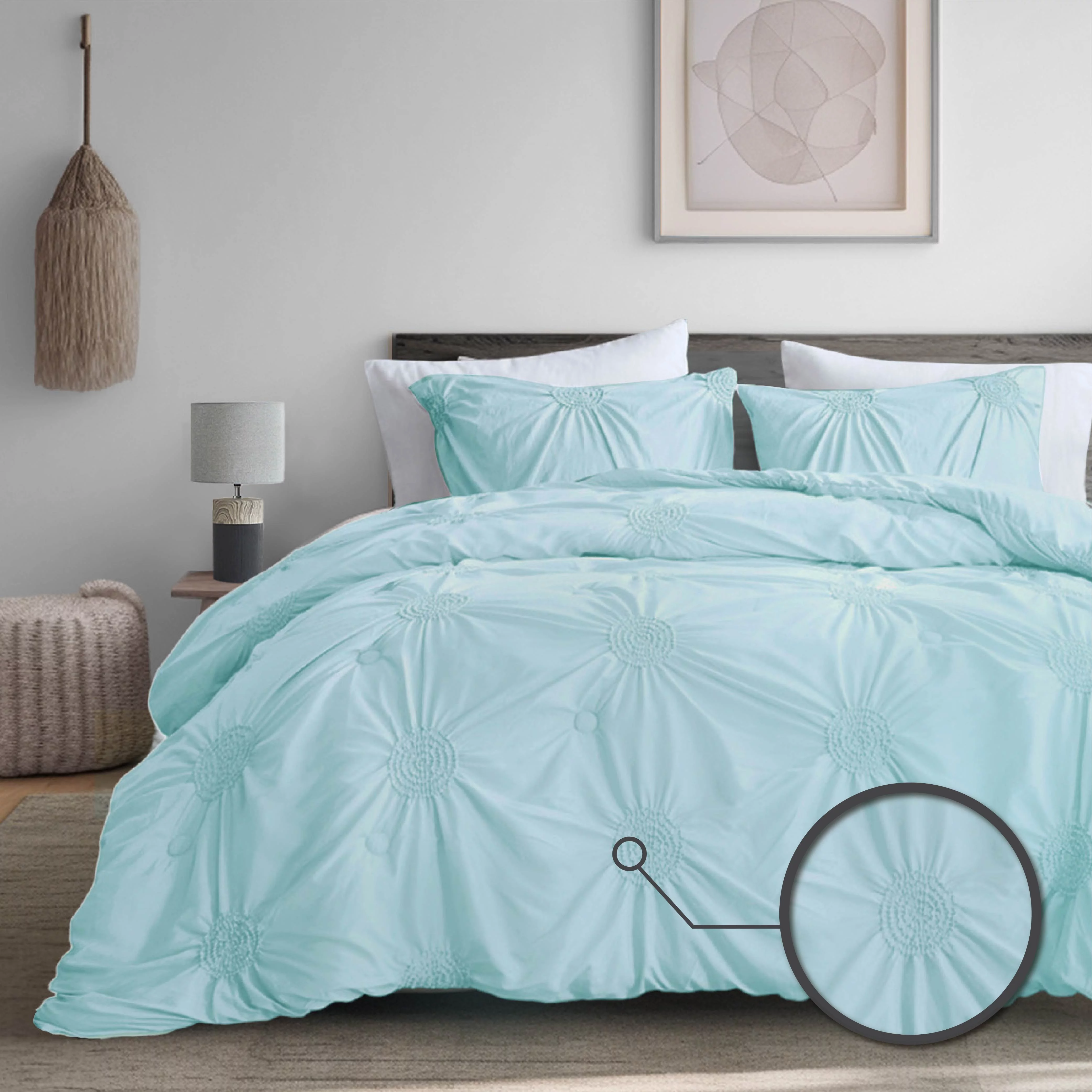 Comfort Spaces 2-Piece Twin/Twin XL Comforter Set Microfiber Blue Elastic Ruched Bedding Sets