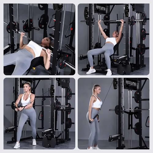 Smith Machine with Jammer Arms & Leg Press with Adjustable Dual Pulley Ratio (1:1 & 2:1), PMAX-4750 All-in-One Commercial & Home Gym Equipment, Heavy-Duty Steel Frame by RitKeep