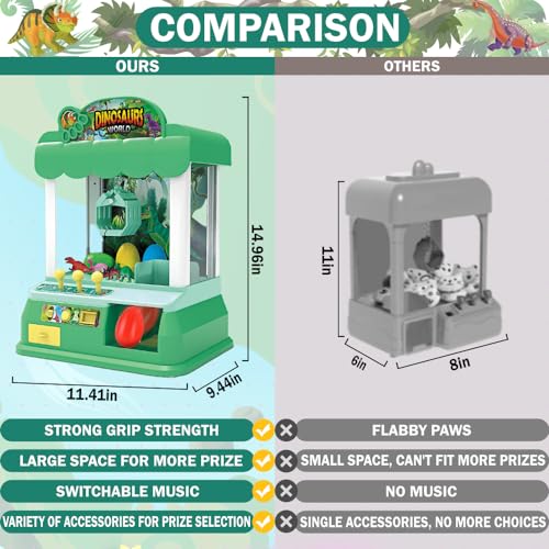 Dinosaur Claw Machine, Large Claw Machine for Kids, Dinosaur Toys Games for Kids 3-5 5-7, 3 4 5 6 7 8 Year Old boy Birthday Gift Ideas, Vending Machine Toys for Tiny Stuff.