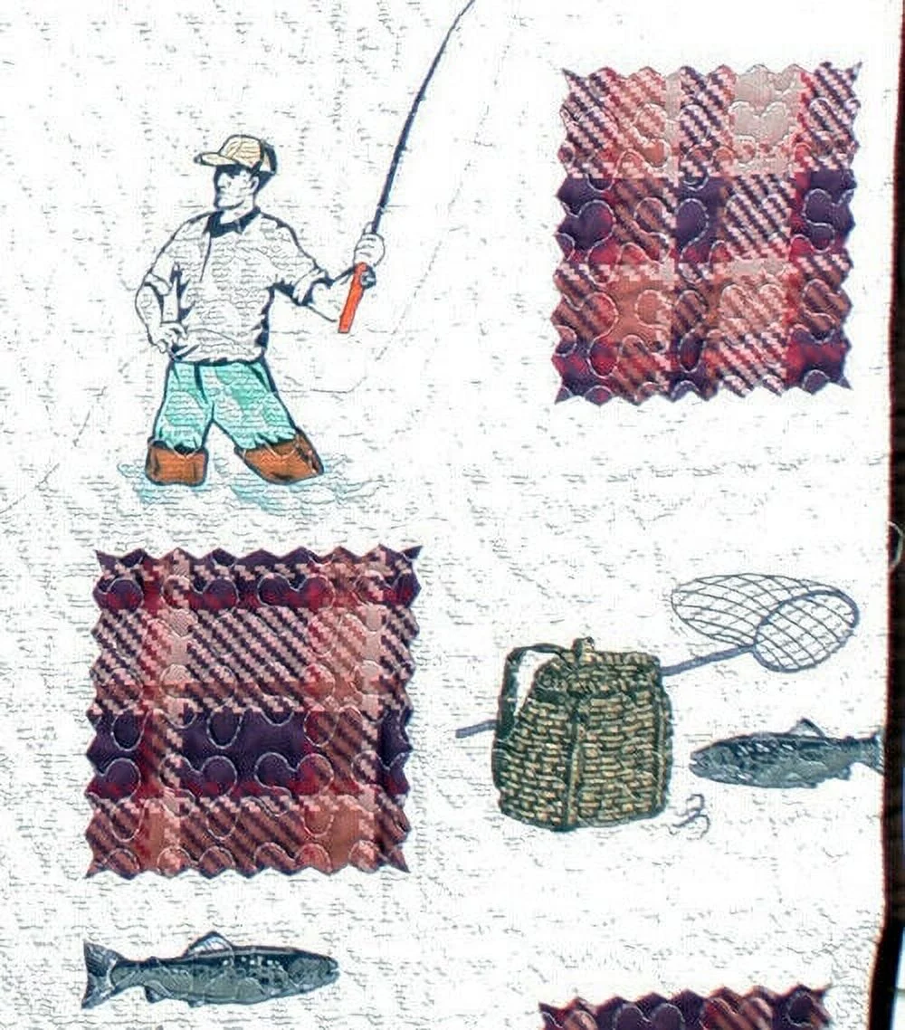 De Leon Collections 63271 60 x 50 in. Fishing Stories Decorative Throw Quilt Blanket, Multi Color