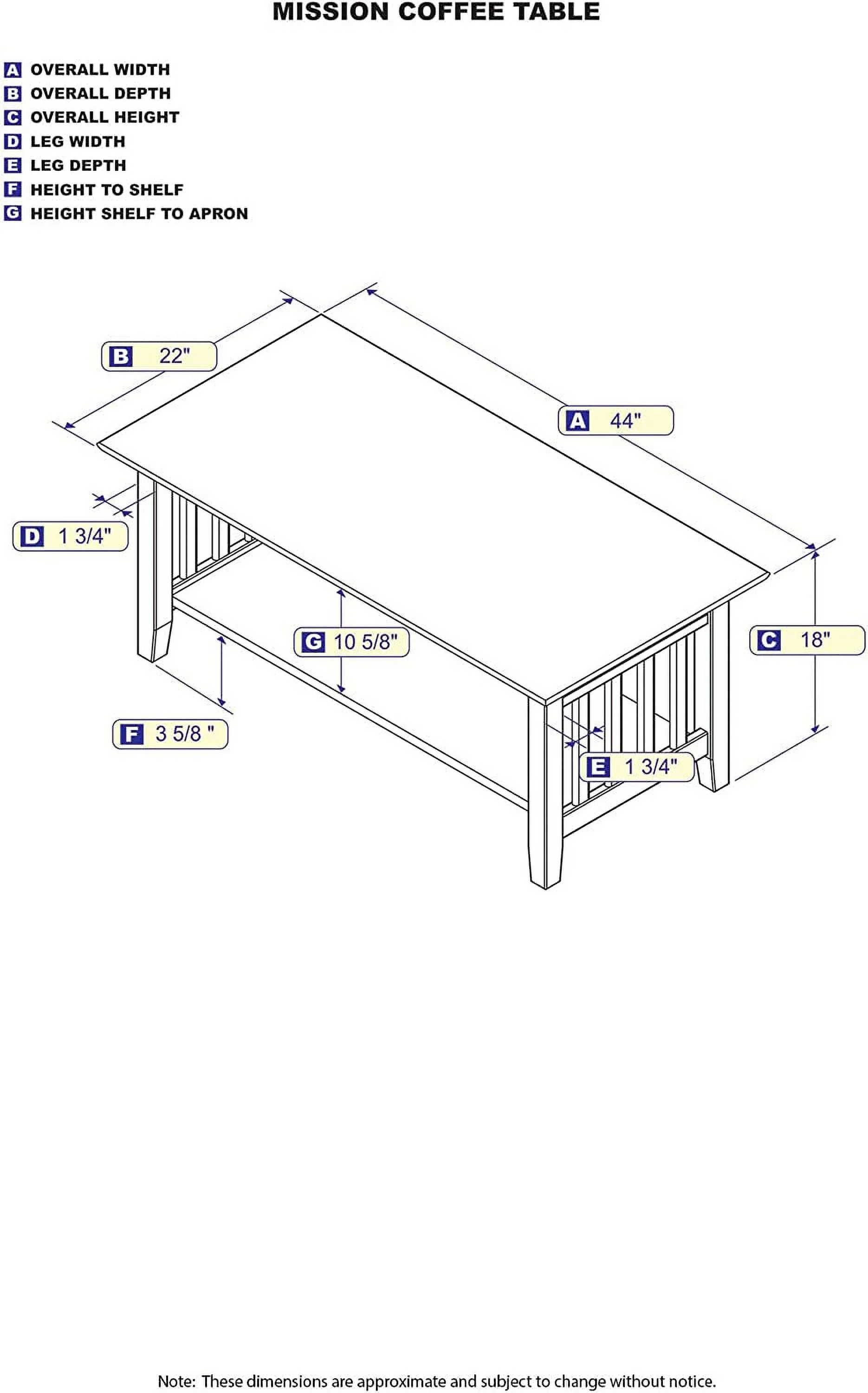 Atlantic Furniture AH15204 Mission Coffee Table, Walnut
