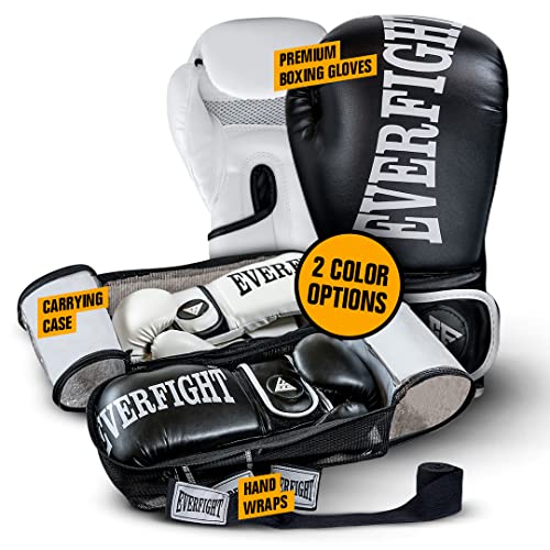 Adult Boxing Gloves Set - Incl. 3m Boxing Wraps & Carrying Bag, Padded Muay Thai, MMA, Kickboxing and Heavy Bag Gloves with Hand Wraps - Sizes 10 oz, 12 oz, 14 oz, 16 oz
