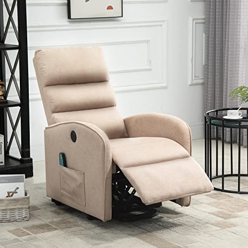 AVAWING Power Lift Recliner Chair for Elderly, PU Leather Electric Inclining Chair with Remote Control, Side Pocket and USB Port for Living Room & Bedroom, Black