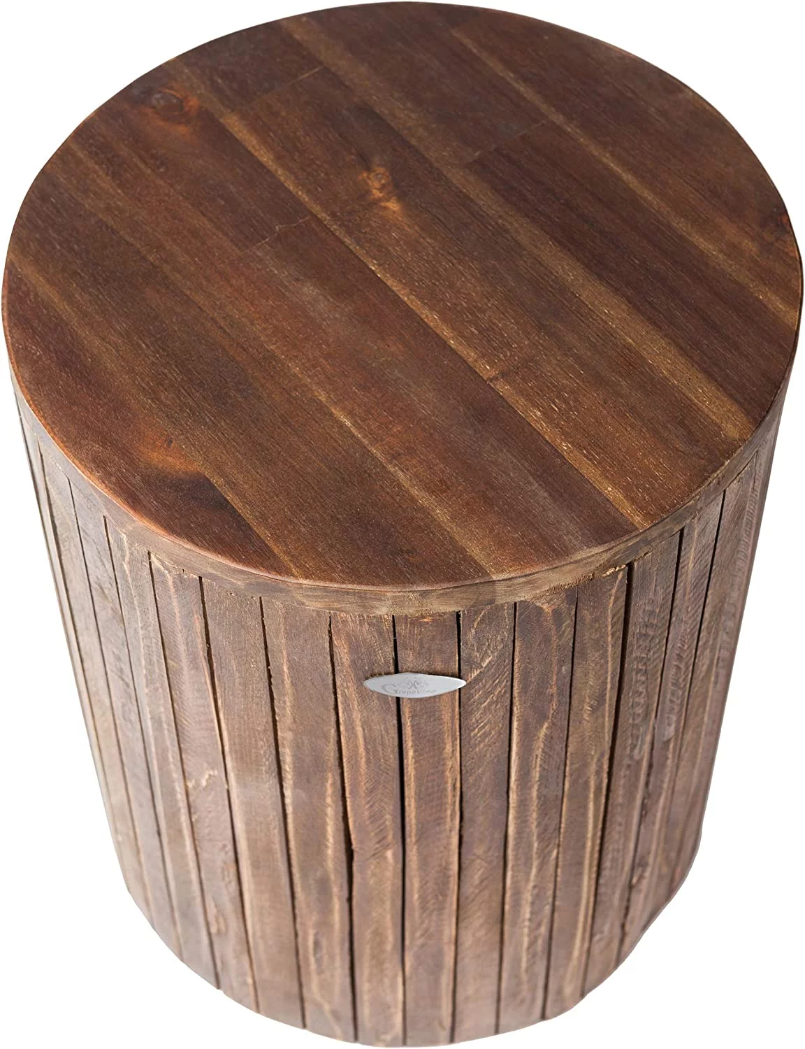 Grapevine PL12094u-BR Michael Recycled Wood Stool End Table, Cacao Brown