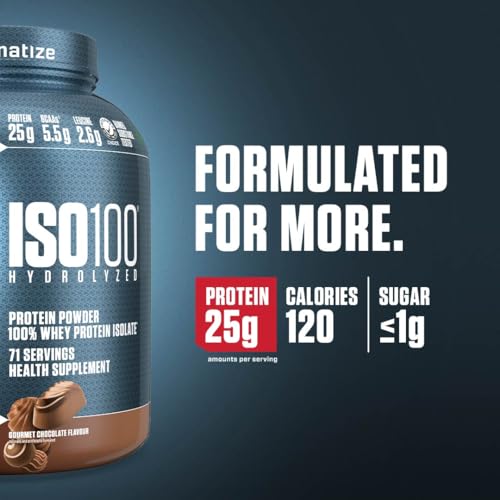 Dymatize ISO100 Whey Protein Powder Isolate, Cookies & Cream, 25g of Protein, 20 Servings, 5.5g BCAAs, Less Than 120 Cal., Gluten Free, 1g Fat, 1g Sugar, 2g Carb