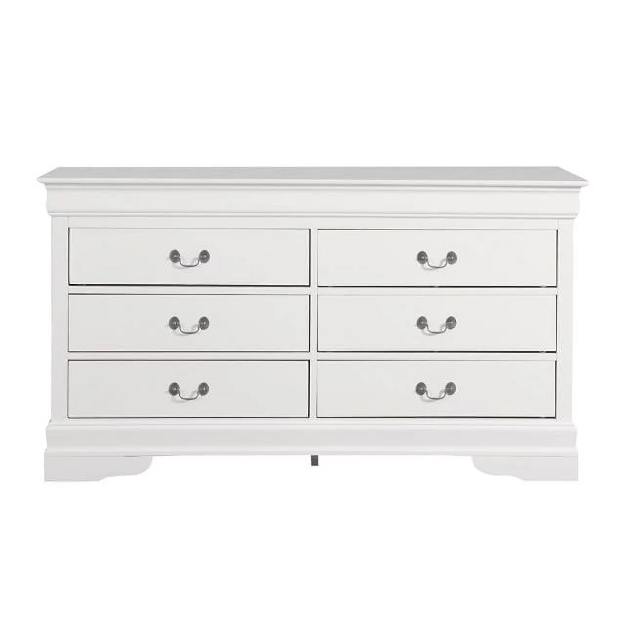 Passion Furniture PF-G3190-D 33 x 18 x 60 in. Louis Phillipe 6-Drawer Double Dresser, White