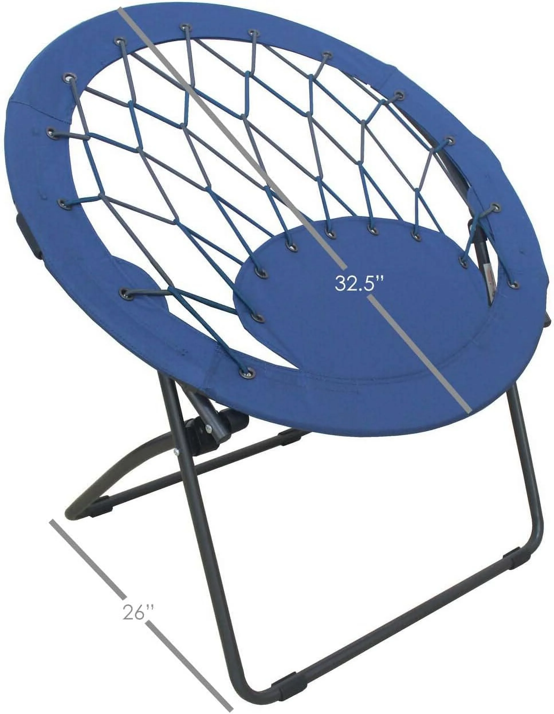 Foldable Portable Bungee Steel Framed Dish Folding Chair, Perfect For Dorm Rooms, Bed Rooms, Accent Chair, Camping, Gaming, Reading, And Studying, Blue (Pack Of 2)