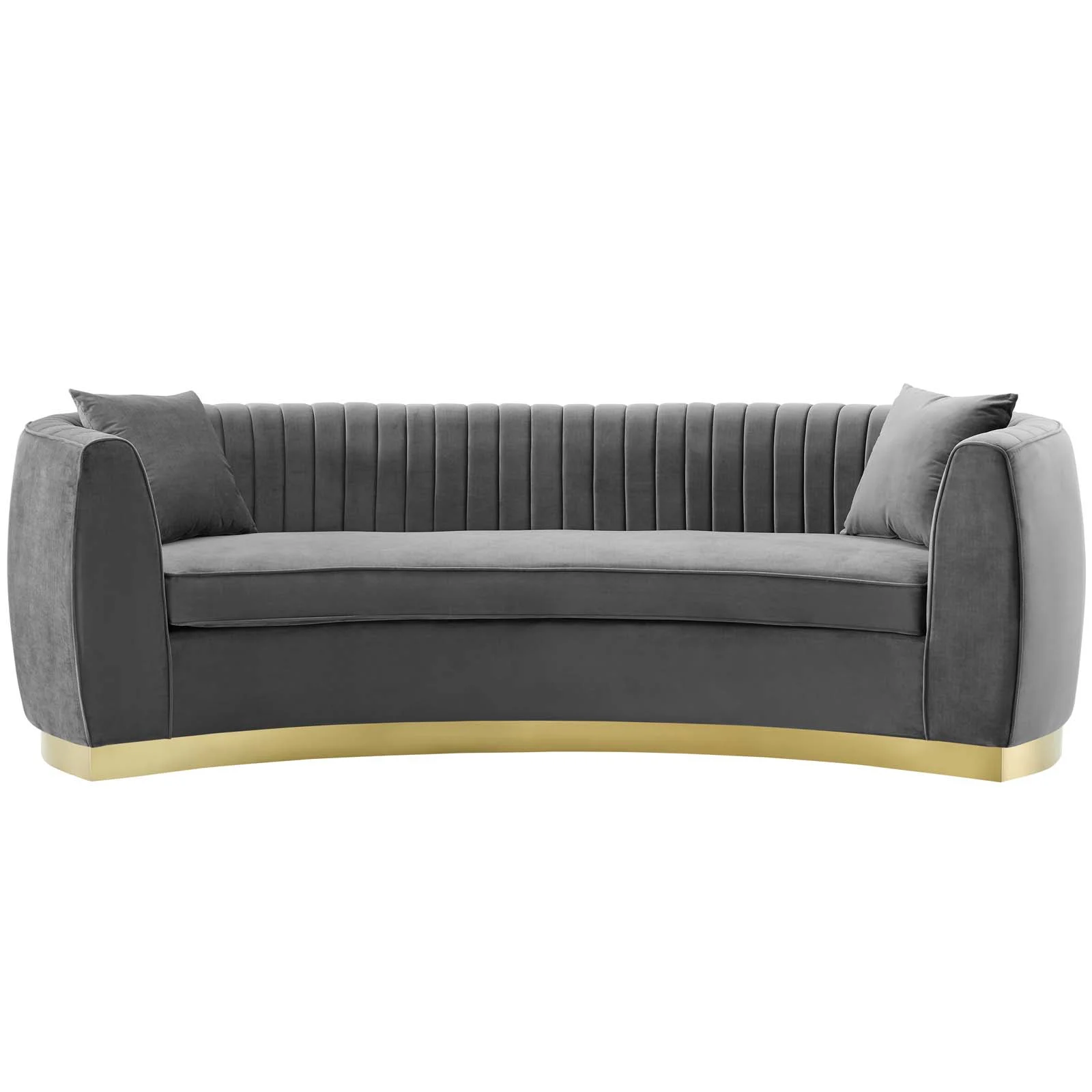Contemporary Modern Urban Designer Living Room Lounge Club Lobby Sofa, Velvet Fabric Metal Steel, Grey Gray