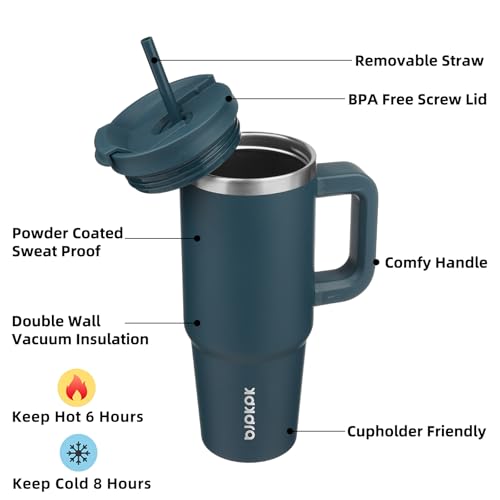 BJPKPK Tumbler With Handle 30 oz Stainless Steel Insulated Tumbler With Lid And Straw For Water Or Ice Coffee,Oasis