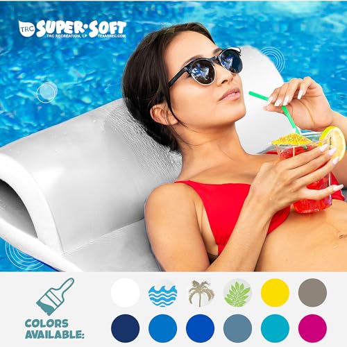 TRC Recreation Sunsation Vinyl Coated Foam Swimming Pool Float Mat Adult Lounger with Built-in Roll Pillow