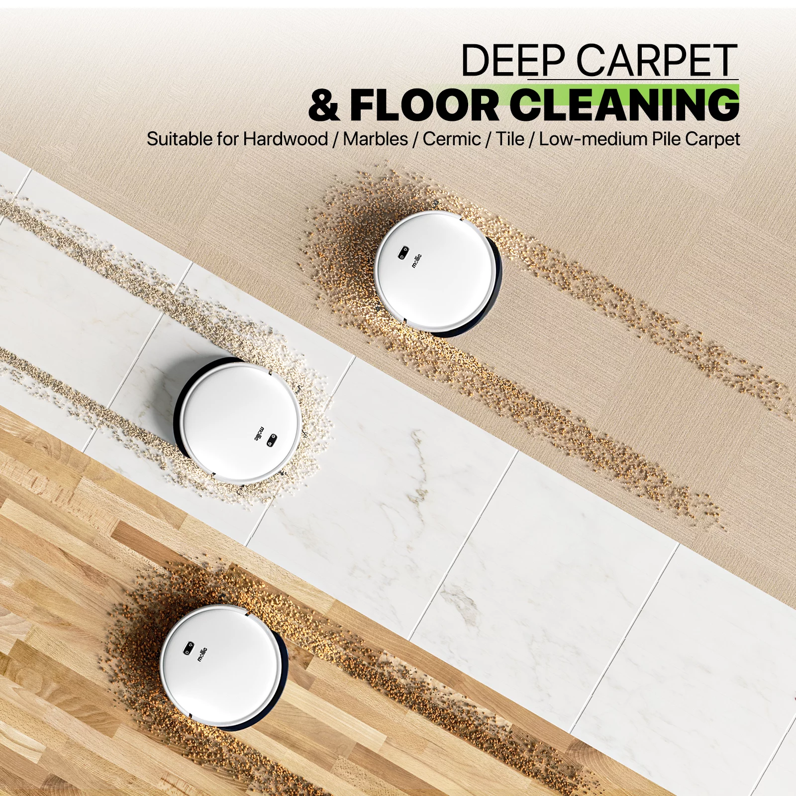 Magshion Robot Vacuum Cleaner, 2 in 1 Robot Vacuum and Mop Combo, Automatic Self-Charging Robotic Vacuum With WIFI Connection, 2800pa Strong Suction Power, White