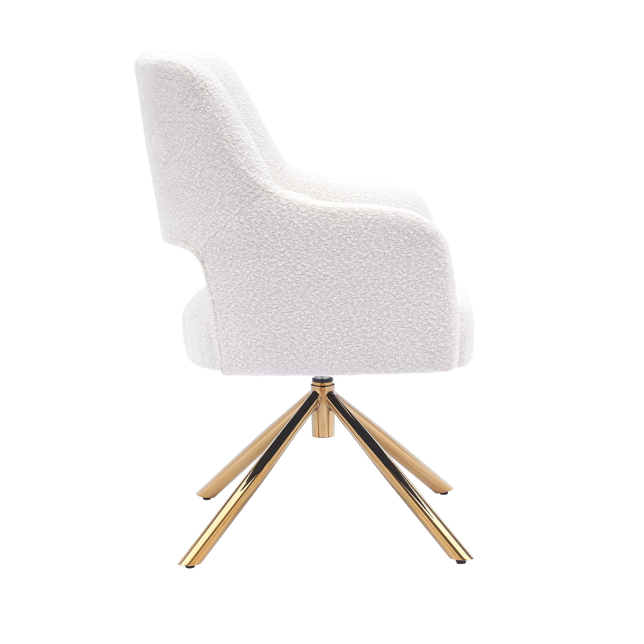 Mid-Century Modern Water and Stain Resistant Boucle Fabric Upholstered Swivel Accent Chair, Cream