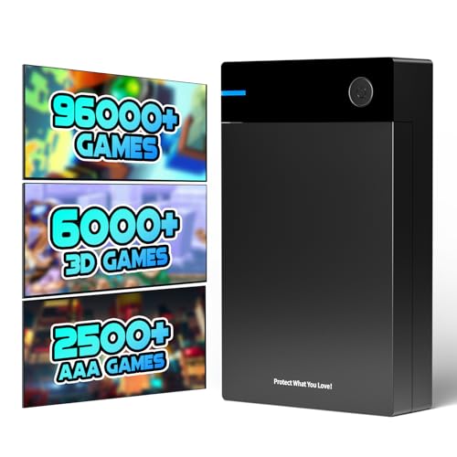 Kinhank 12TB Retro Gaming Hard Drive, Retro Game Hard Drive with 96000+ Classic Games,Retro Game Consoles Portable Game Hard Drive Disk Compatible with Win-7/8/10/11