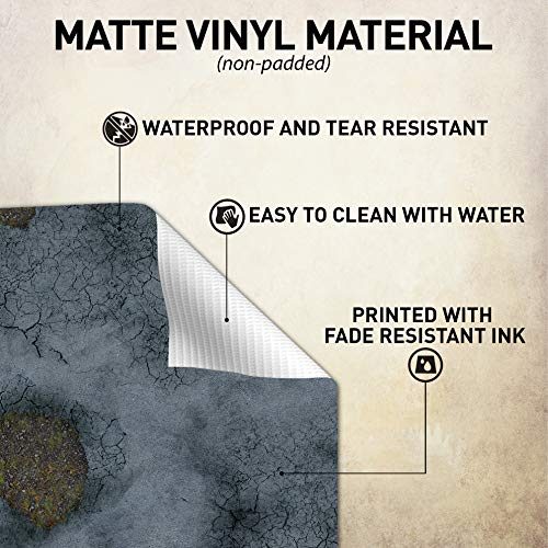 Battle Game Mat - 48x48 - Dungeons Tabletop Dragons Dice Role Playing Map - Wargaming RPG Warfare 40k Flames War - Reusable Miniature Figure Board Games - Warhammer Gaming Vinyl Mat