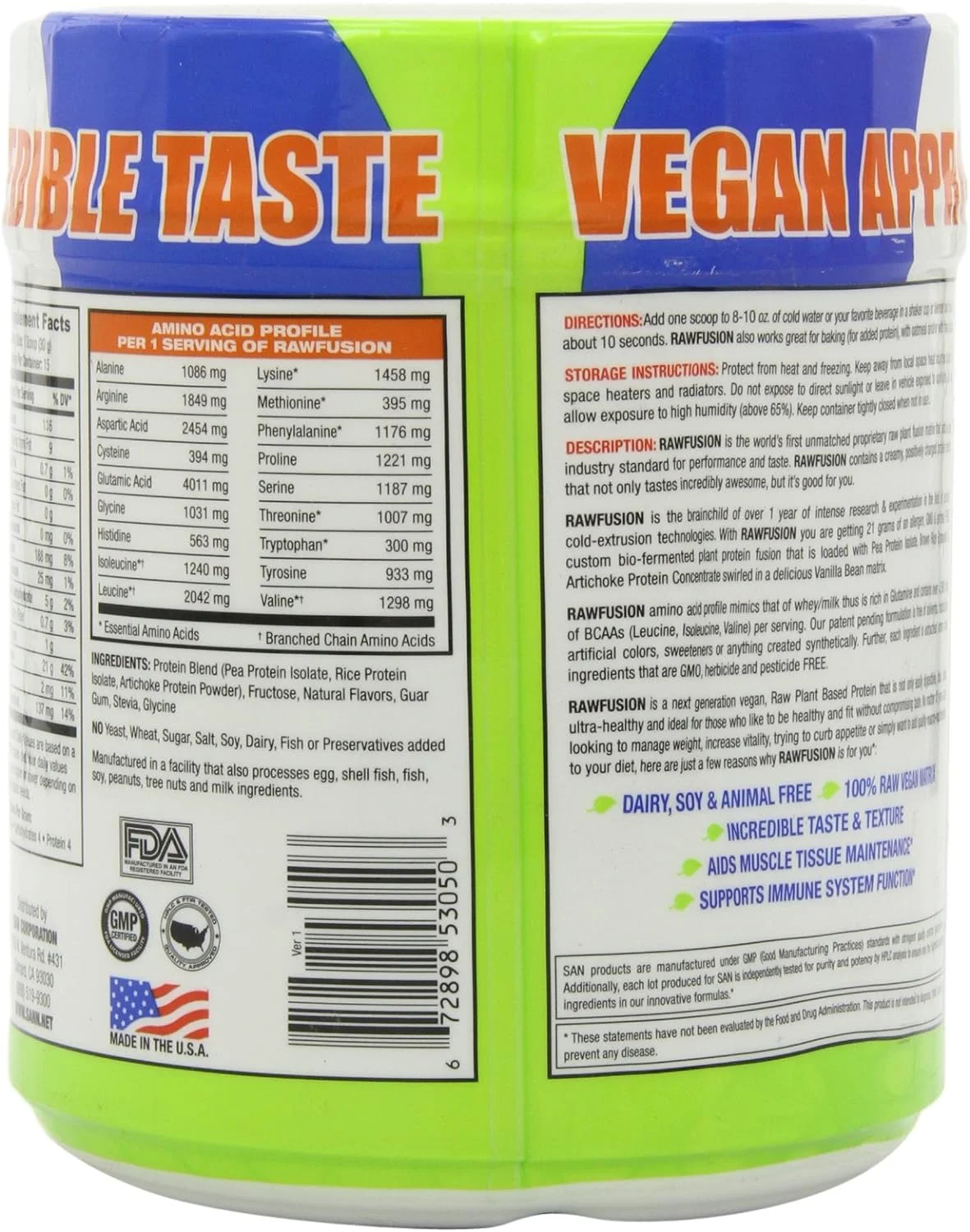 Rawfusion Plant Base Protein Fusion™ Vanilla Bean - 15 Servings