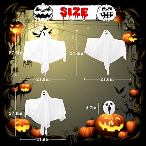 9 Pack Halloween Hanging Ghosts, 27.6 Inch Flying Ghost for Halloween Outdoor Decorations Front Yard Porch Patio Lawn Garden Trees Party Décor and Holiday Decorations