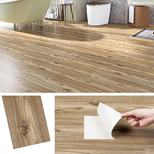 Livelynine 16-Tiles 6X36 Vinyl Flooring Peel and Stick Floor Tile Natural Wood Look Planks Laminate Flooring Waterproof Vinyl Plank Flooring for Bathroom Kitchen Bedroom Stick on Floor Tiles Stickers