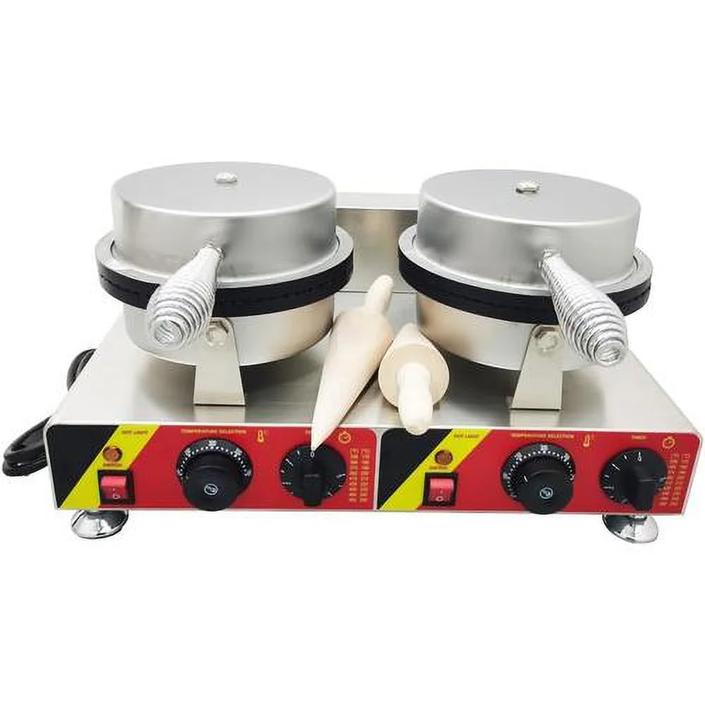 Double Station Ice Cream Cone Machine Electric Waffle Maker With Dual Baker