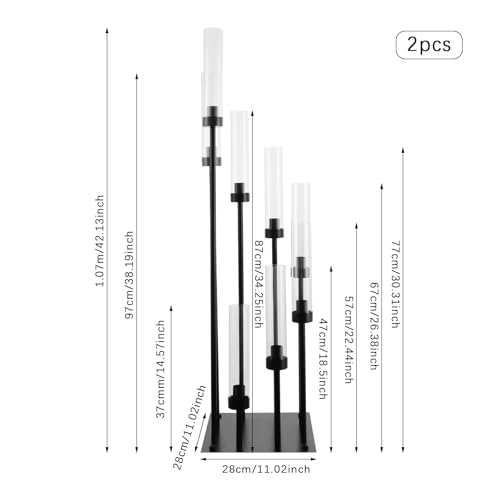 2Pcs 8 Arm Candle Holders Floor Candelabra Centerpieces for Tables Tabletop Metal Candlestick Holder Set with Acrylic Shade 42.13