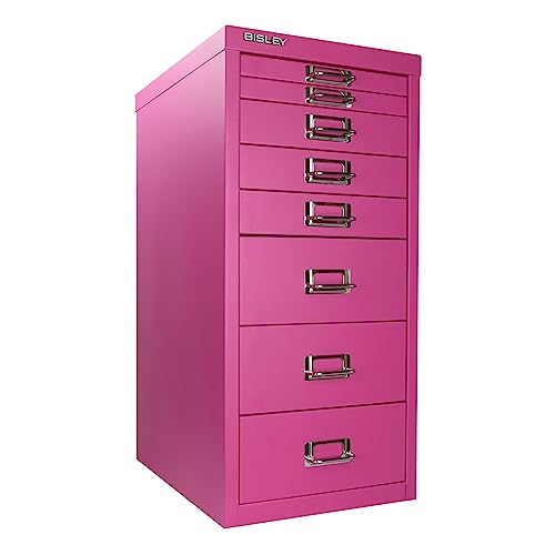 Bisley 10-Drawer Steel MultiDrawer Cabinet - Black, Chrome Pull Handles with Label Holders, Powder-Coated Steel, Removable Drawers, Fits Under Most Desks, Labels Included