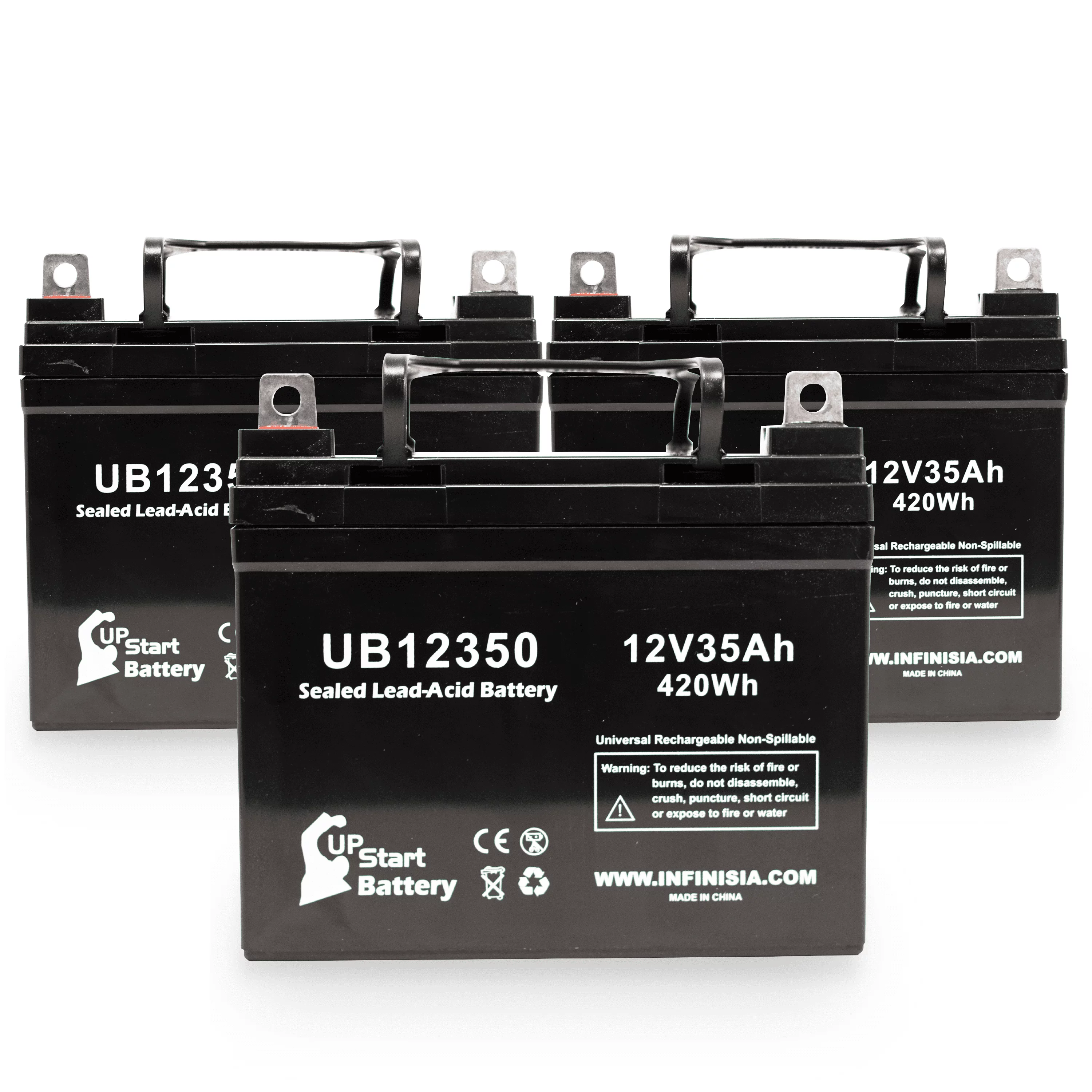3x Pack - Compatible Suntech Regent3&4(newseries) Battery - Replacement UB12350 Universal Sealed Lead Acid Battery (12V, 35Ah, 35000mAh, L1 Terminal, AGM, SLA)