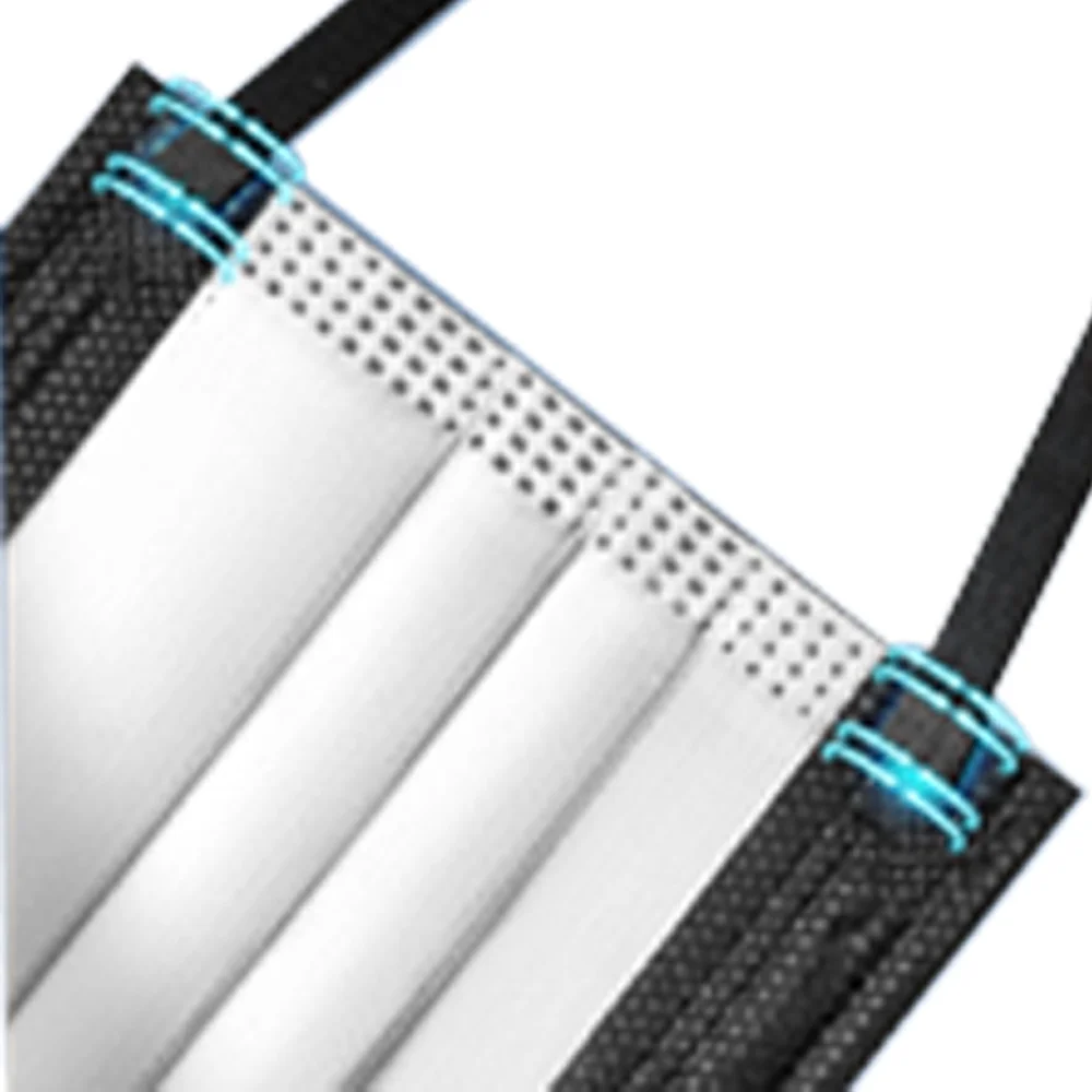 2000 Pack USA Made Disposable Face Masks Black, 3 Ply Breathable Protection Mask