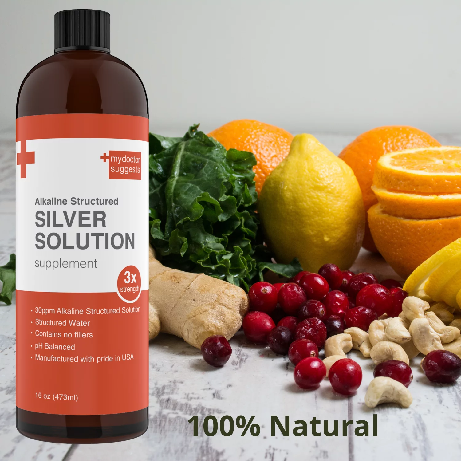 Colloidal Silver Liquid Solution Triple Strength pH Balanced 30ppm - 16 oz bottle