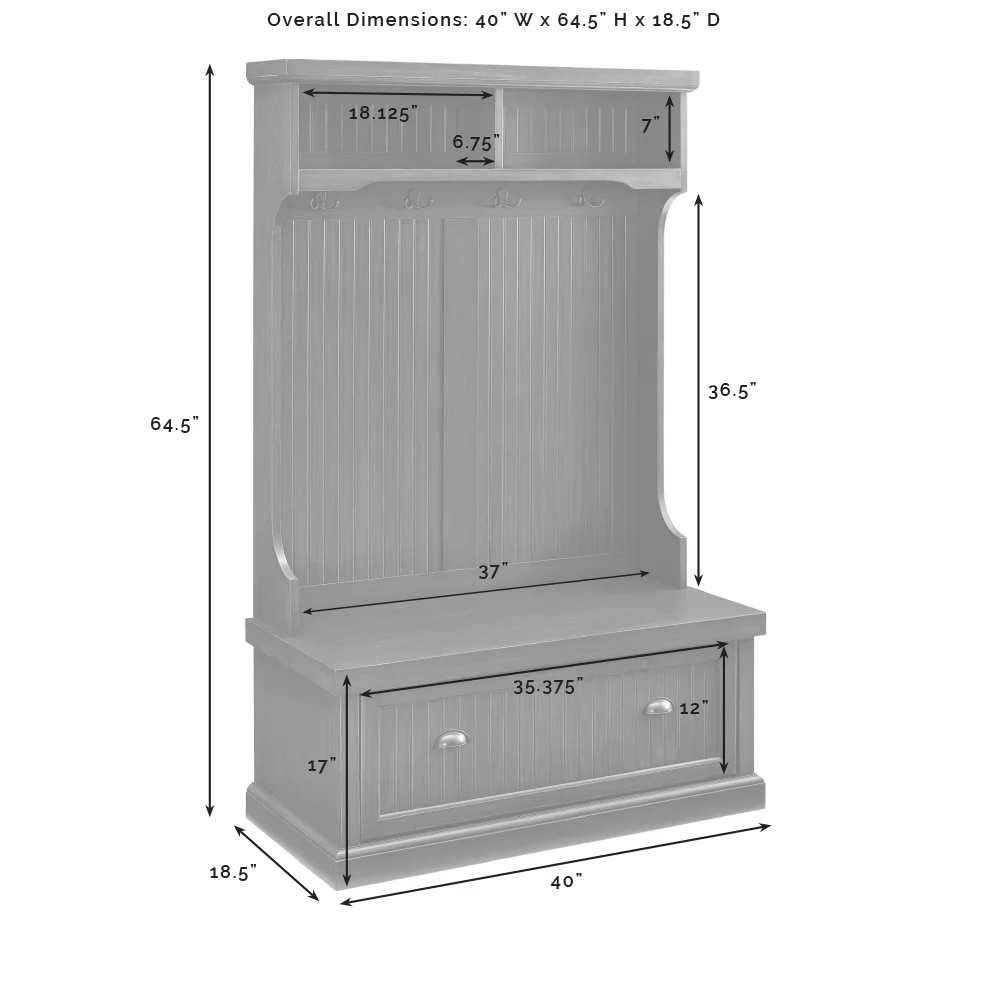 Crosley Furniture Seaside Wood 4 Hook Hall Tree in Distressed Navy